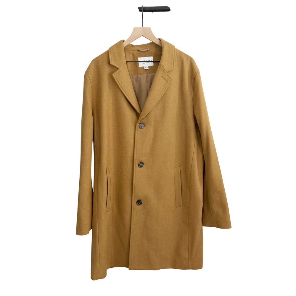 Cole Haan Pea Coat Caramel Tan XL Classic Topcoat Quiet Luxury Academia Workwear